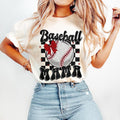 Retro Baseball Mama T-Shirt, Baseball T-Shirt, Baseball Coquette T-Shirt, Game Day T-Shirt, Baseball Mom T-Shirt, Checkered Baseball Bow T-Shirt
