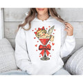 Retro Cupid Coquette Bow Shirt, Retro Valentine Shirt, Valentine's Day Sweatshirt, Valentines Bow Martini Hoodie, Unisex Sweater Pullover Tee