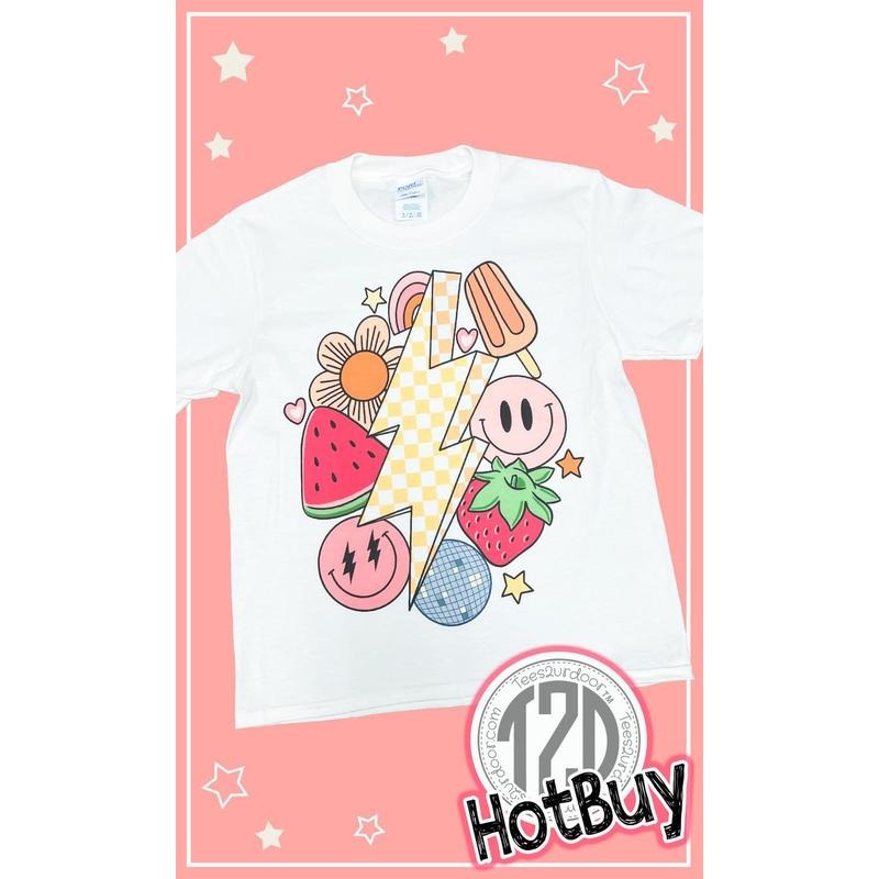 Retro Fruity Summer Youth White Graphic Shirt