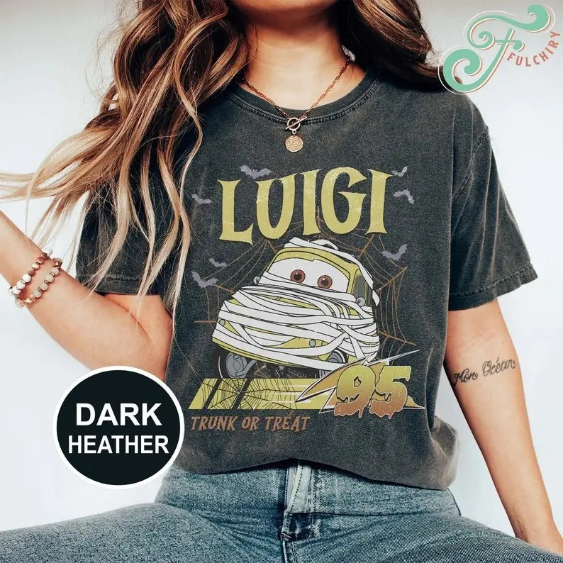 Retro Halloween Shirt, Halloween Luigi Car Shirt, Lightning Mcqueen Shirt, Halloween Family Trip Shirt, Trick Or Treat Shirt