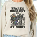 Retro Halloween Sweatshirt Freaks Come Out At Night Pullover Vintage Monster Sweatshirt Vintage Halloween Monster Pullover Dracula Mummy Sweatshirt Witch Ghost Pullover Unisex Sweatshirt