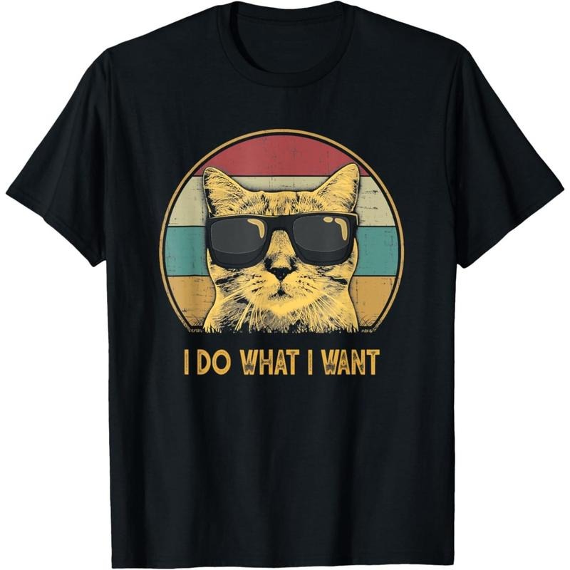 Retro I do what I want cat funny cat lover T-Shirt made in usa