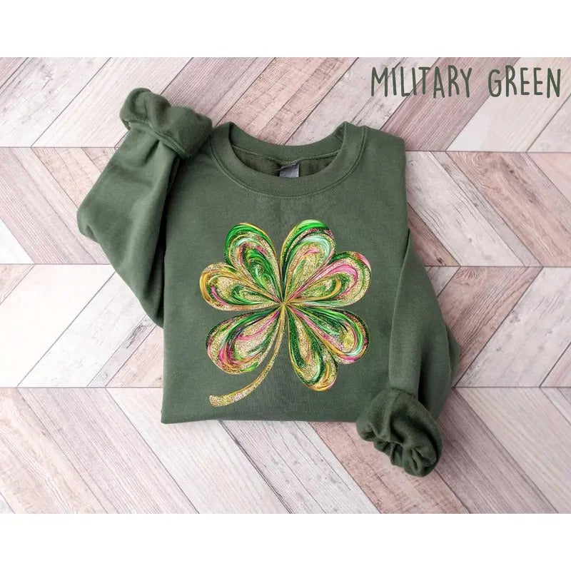 Retro Shamrock Sweatshirt, Womens Shenanigans Sweatshirt, Cute St Patricks Day Sweatshirt, Lucky Sweatshirt, Irish Shirt, Four Leaf Clover
