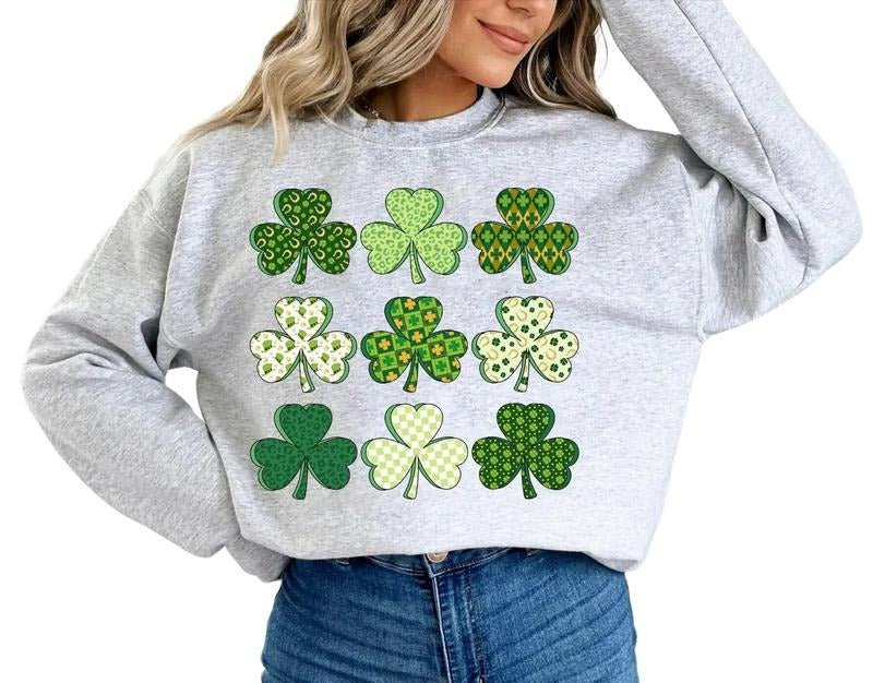 Retro St Patricks Sweatshirt, St Patrick Clover Shirt, Happy Patrick's Day, St Patricks Day Sweater, St Patrick's Day Patty's Day Sweatshirt, Gifts For Saint Patrick's Day Sweater, Long Sleeve Tee Crewneck