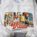 Retro Summer Vibes Graphic Sweatshirt Beach Vibes Summer Vintage Pullover Casual Summer Women's Shirt Unisex Ocean Vacation Top