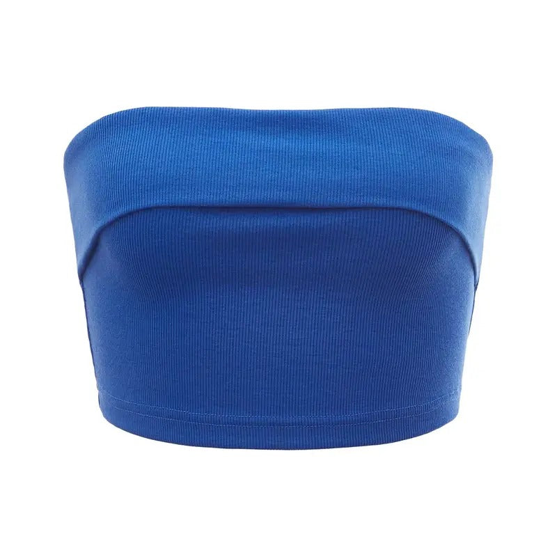 Ribbed Knit Basic Y2K Crop Tube Top Sleeveless Strapless Casual Summer Tops