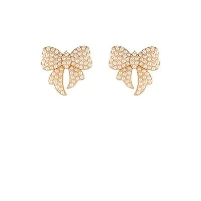 Ribbon Pearl Stud Earrings