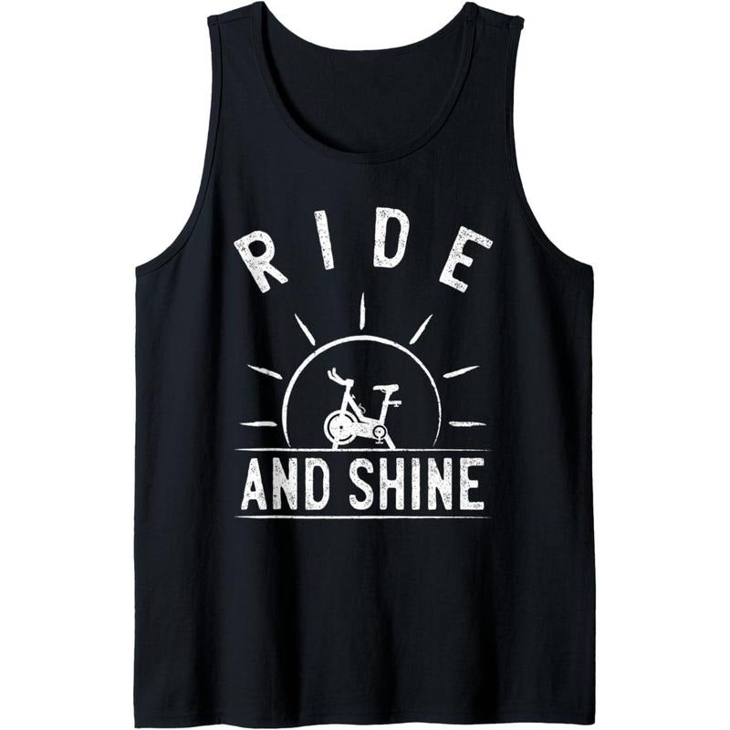 Ride and Shine Funny Indoor Spinning Spin Class Workout Gym Tank Top Made in USA