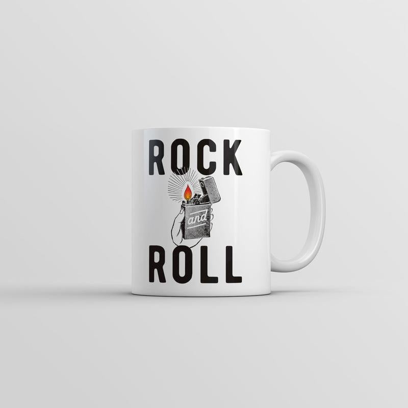 Rock And Roll Lighter Mug Funny Music Graphic Coffee Cup-11oz Funny Coffee Mugs Ceramic Printed Drinkware Cup