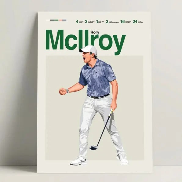 Rory McIlroy Poster, Golf Poster, Modern Golf Print, Minimalist Golf Wall Art for Office, Golf Bedroom Decor, Golf Gift...