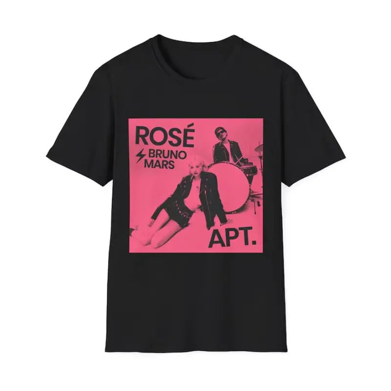 Rosee Mars Black Shirt - Pink Rose Tee for Men - Cotton