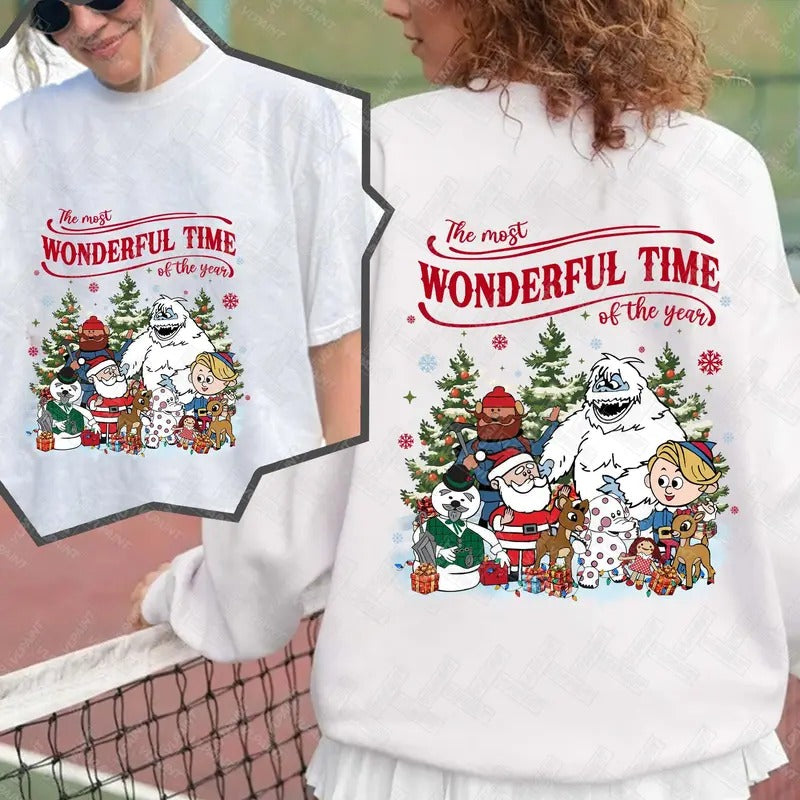 Rudolph the Red-nosed Reindeer Christmas 2sides-Tshirt,Christmas Holiday Movies, Christmas Frosty's Snowflake Hoodie, Snowman Christmas Shirt, Rudolph family Christmas Reindeer Sweatshirt, Christmas 90s Movies Lovers TShirt, Merry Christmas Gift