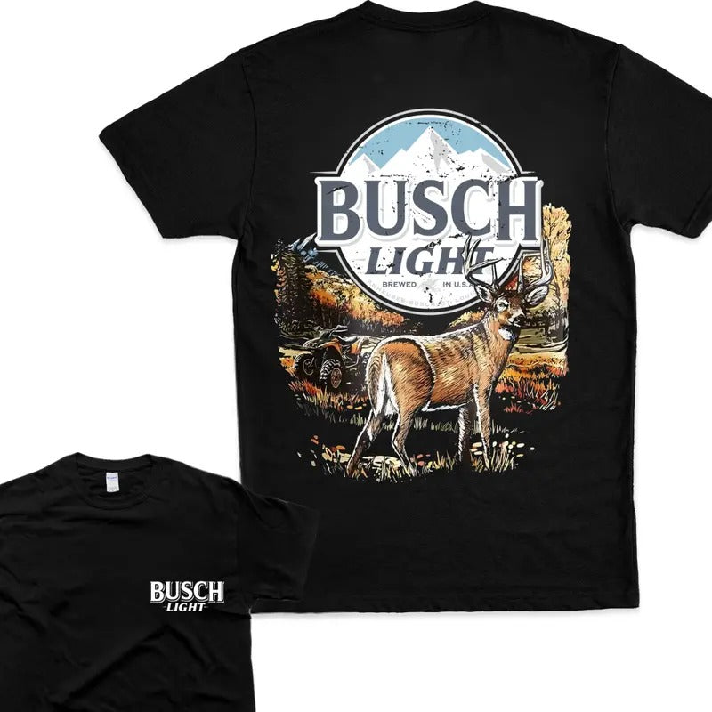 Rustic Busch Light T-shirt Bold Hunting and Nature Casual Womenswear ,Men Top