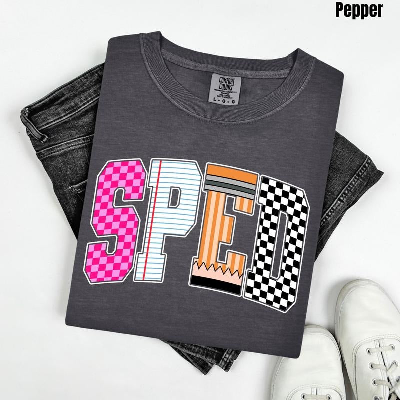 SPED Multi Checker Comfort Colors T-Shirt 'NLB'
