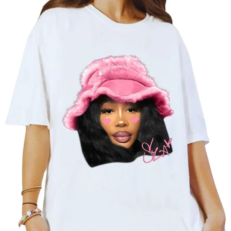 SZA Pink Heart Tee - Women's Summer Tshirt in Cotton Fabric