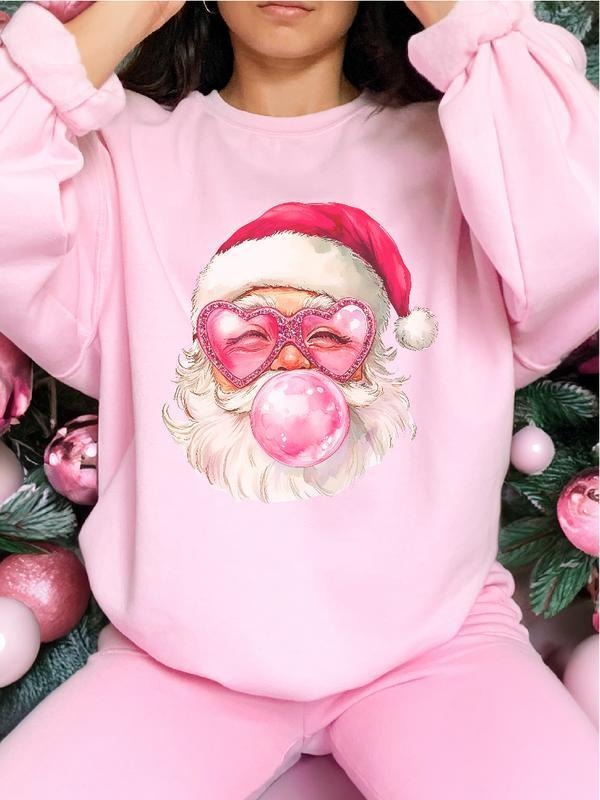Santa Claus Bubblegum Sweatshirt, Christmas Sweatshirt, Thanksgiving Sweatshirt, Unisex Apparel Relaxed Fit Printed In The USA