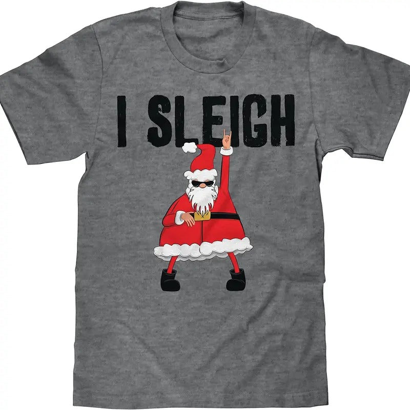Santa I Sleigh T-Shirt - Gray