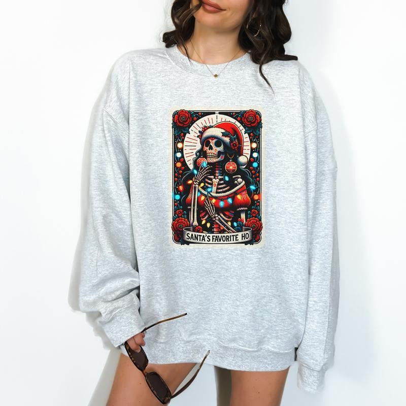 Santa's Favorite Hoe Crewneck Sweatshirt - Print is Sublimation, Christmas Crewneck, Gift Idea, Relaxed Fit, Casual Apparel