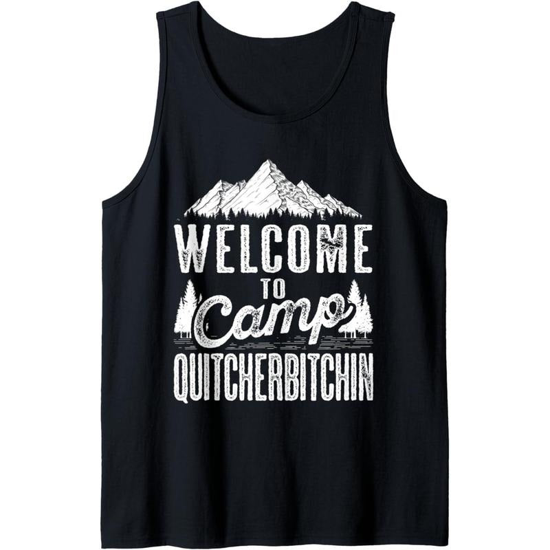 Sarcastic Camping Shirts With Saying Camp Quitcherbitchin Tank Top Made in USA