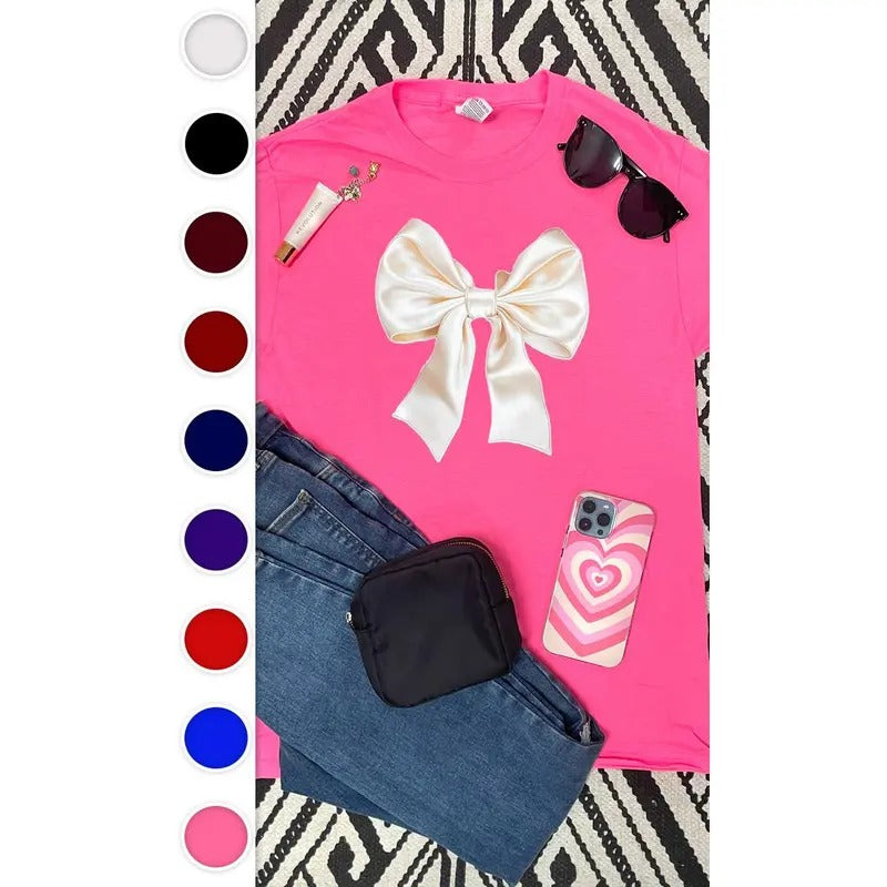 Satin Bow Graphic T-Shirt