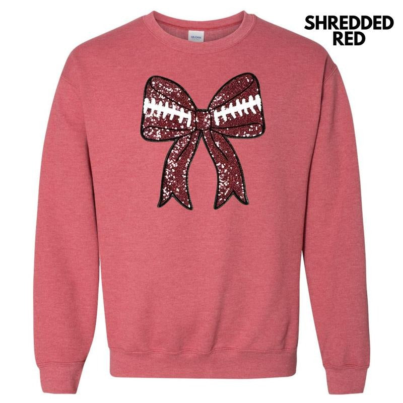 Sequin Football Bow Patch Sweatshirt