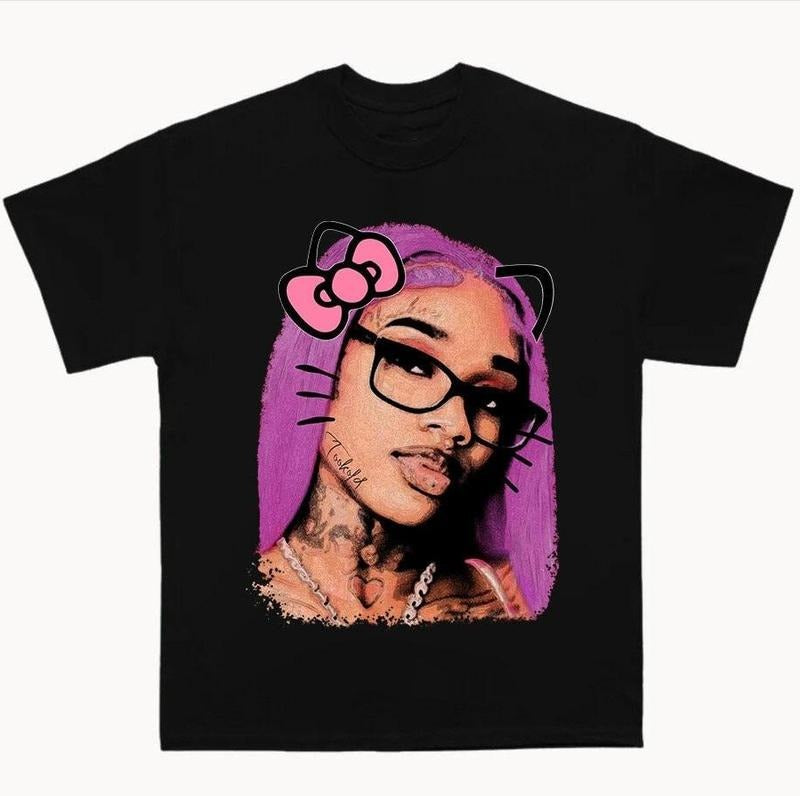 Sexyy Kitty Purple Tee Cotton Fabric