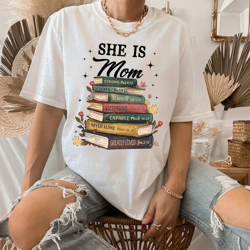She Is Mom Book Tshirt, Bible Mama Book, Mama Mom Mental Health Tshirt, Mother's Day Tshirt, Mother Bible Verse Mom, Unisex Sweater Pullover Tee