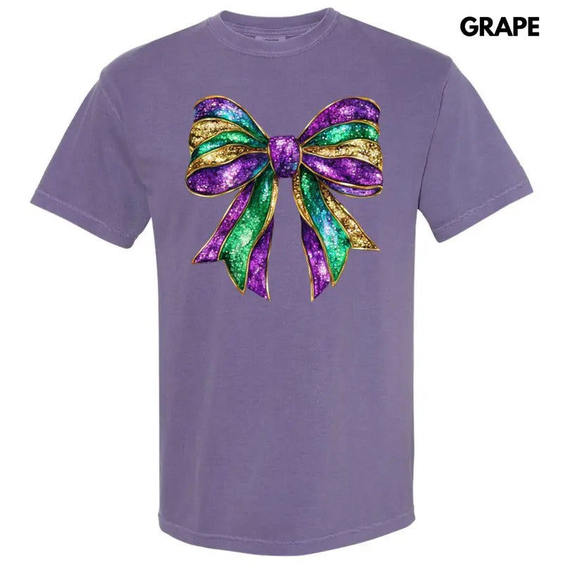 Shimmer Mardi Gras Bow Comfort Colors T-Shirt