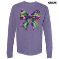 Shimmer Mardi Gras Bow Long Sleeve Comfort Colors T-Shirt