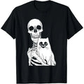 Skeleton Holding Cat Lazy Halloween Costume Skull Kitten T-Shirt made in usa