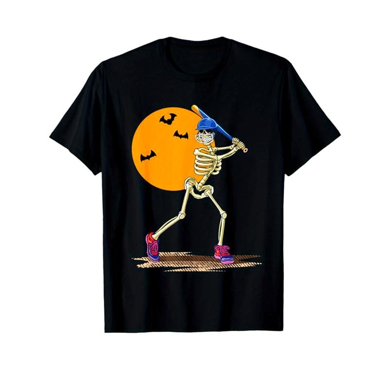 Skeleton Print Men's Cotton T-shirt, Graphic Tee Men's Outdoor Clothes, Men's Halloween Clothing, Casual Short Sleeve Crew Neck T-shirt, Tops For Men, Gift For Men made in usastyle{n002}9