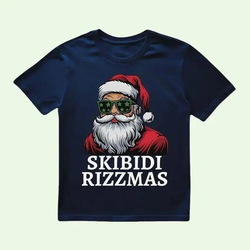 Skibidi Rizzmas Funny Youth Tshirt, Christmas Rizz Santa Claus Charisma Kid Cool Unisex Softstyle  SweatShirts, Funny Xmas Gift For Kids Round Neck