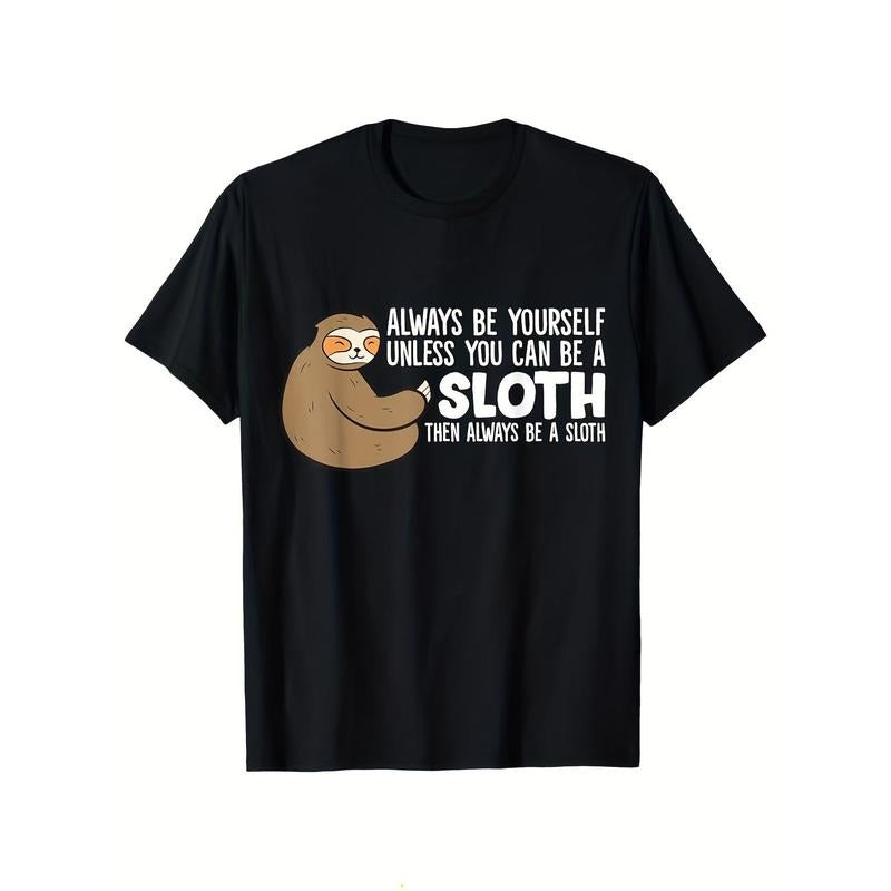 Sloths Print Men's Cotton T-shirt, Graphic Tee Men's Outdoor Clothes, Casual Short Sleeve Crew Neck T-shirt made in usastyle{n002}13
