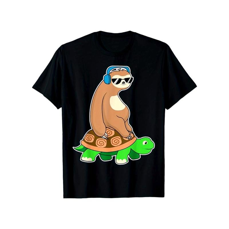 Sloths Print Men's Cotton T-shirt, Graphic Tee Men's Outdoor Clothes, Casual Short Sleeve Crew Neck T-shirt made in usastyle{n002}25