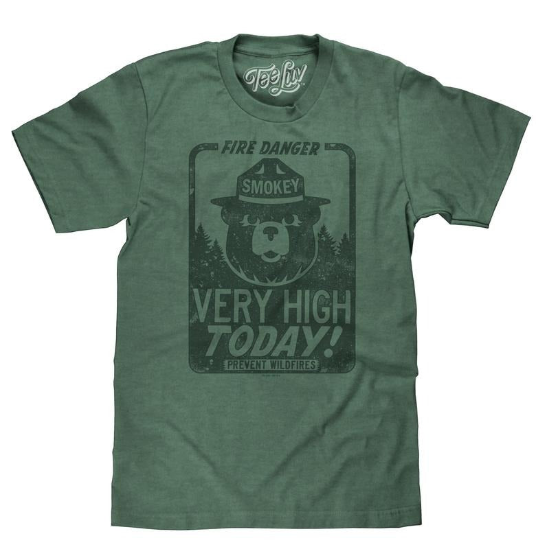 Smokey Bear "Fire Danger Very High Today" T-Shirt - Green