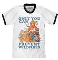 Smokey Bear Only You Can Prevent Wildfires Ringer T-Shirt - White and Black