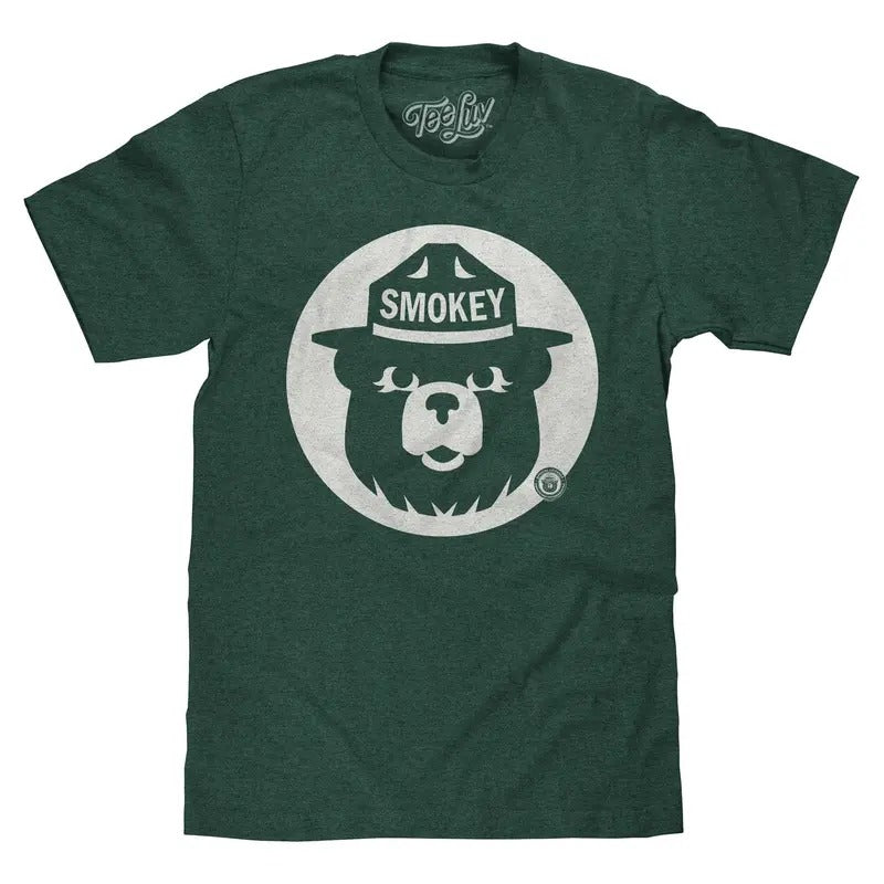 Smokey Bear Shirt Retro Mascot T-Shirt - Forest Green