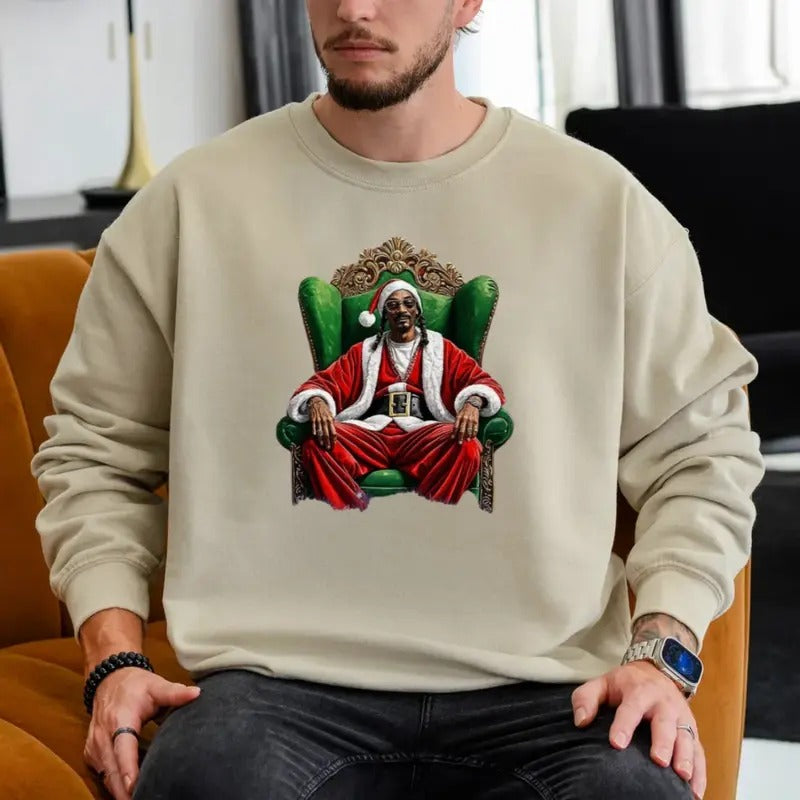 Snoop Santa Christmas Sweatshirt, Gangsta Rapper Holiday Shirt, Twas The Nizzle Hip Hop Shirt, Unisex Sweater Pullover Tee