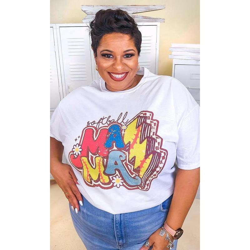 Softball Sports Mama Graphic T-Shirt