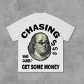 Sopula Vintage Design Chasing Money Graphic Print Cotton T-Shirt