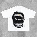 Sopula Vintage Peace Multi-element Graphic Casual Street Basketball T-Shirt