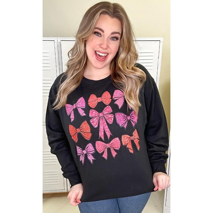 Sparkle Bow Graphic Sweatshirt