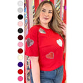 Sparkle Sequin Valentine Heart Graphic T-Shirt
