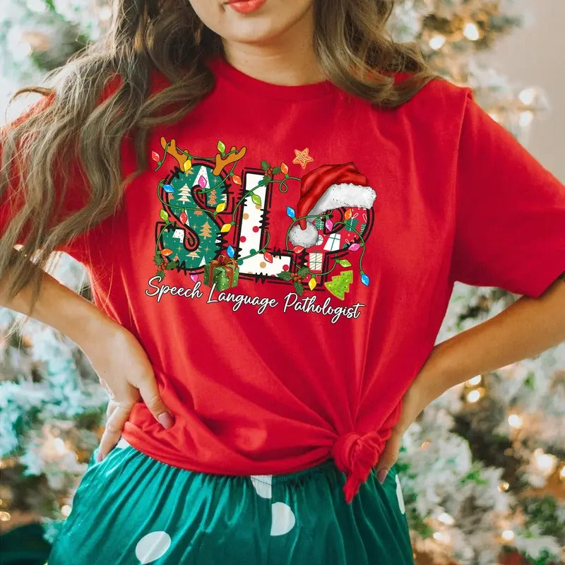 Speech Language Theraphy T-shirt, Christmas SLP Shirt, Speech Therapy Shirt, Christmas Speech Pathologist Shirt, Christmas Gift For SLP