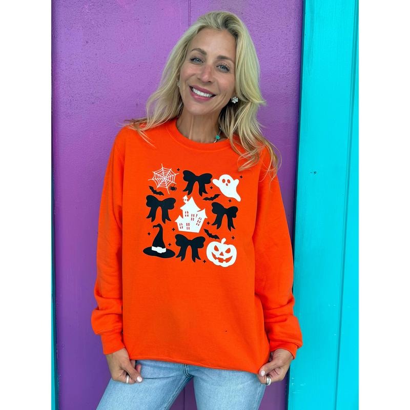 Spooky Bows Orange Sweatshirt
