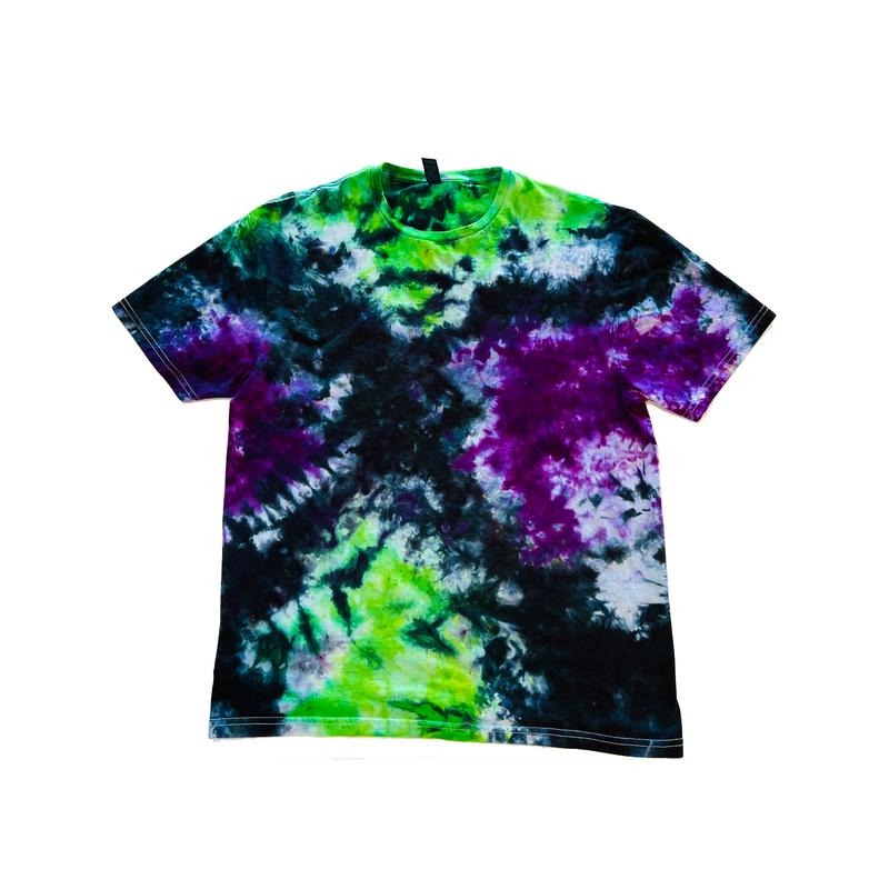 Spooky Juice Black Green and Purple Tie Dye Hand Dyed Colorful Halloween Tee Unisex Sizing Small to 5XL