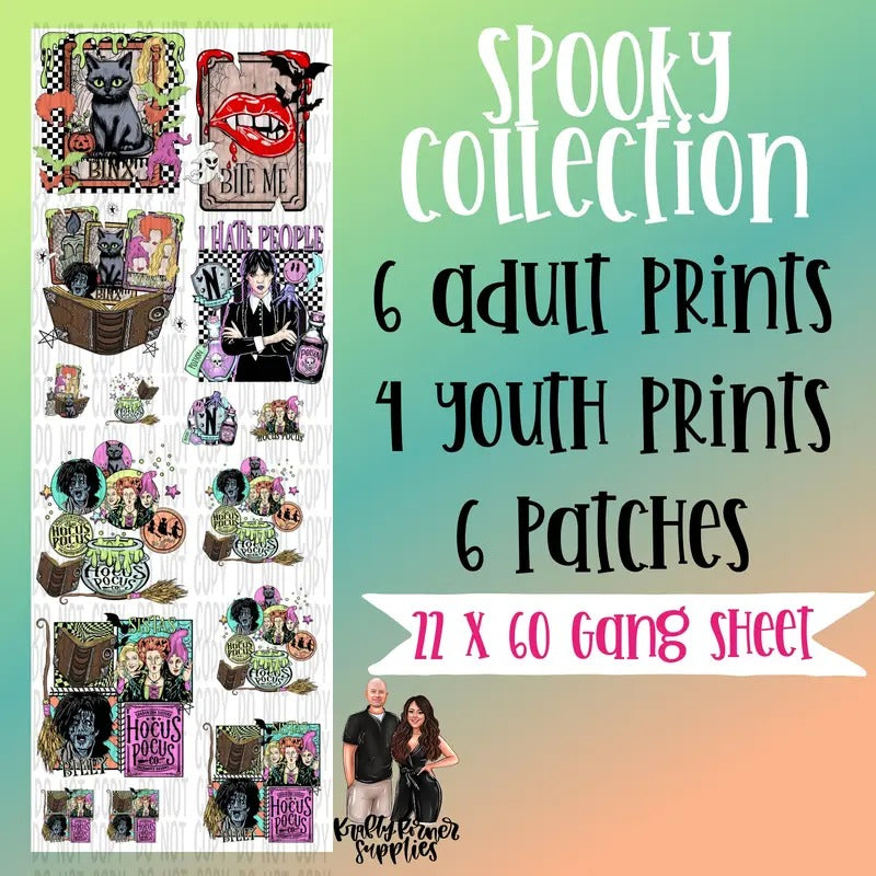 Spooky Season DTF Transfer Gang Sheet, 22 x 60