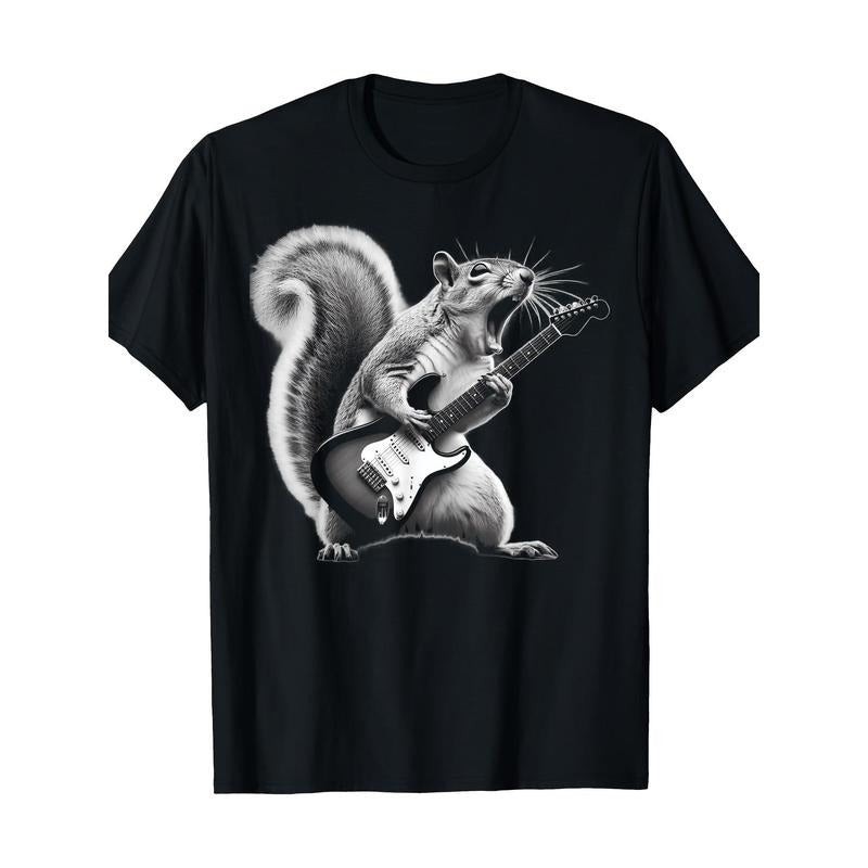 Squirrel Playing Guitar Rock And Roll T-Shirt For Men, Women Made in USA