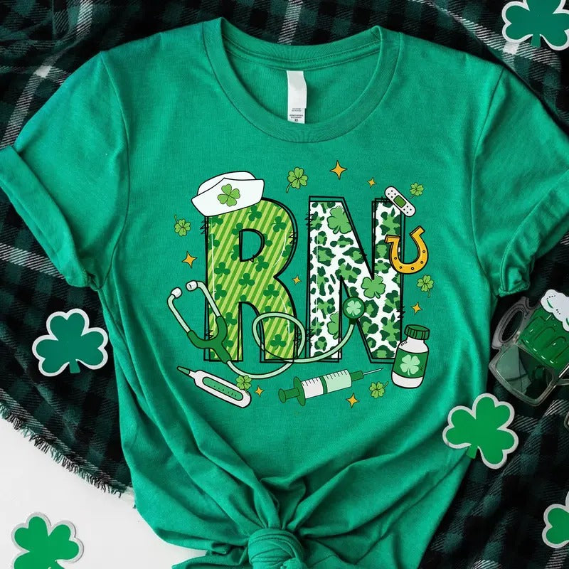 St. Patrick's Day RN T-shirt, St Pattys Registered Nurse Shirt, RN Lucky Shamrock Tee