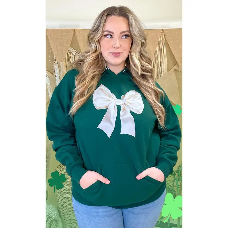 St Patricks Day Satin Bow Graphic Hoodie